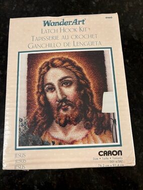 Vintage WonderArt Caron Jesus Latch Hook Kit #4460 30x36 Sealed NOS